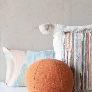 Creative Co-Op Cotton Slub Orb Pillow, 10" L X 10" W X 4" H, Tangerine